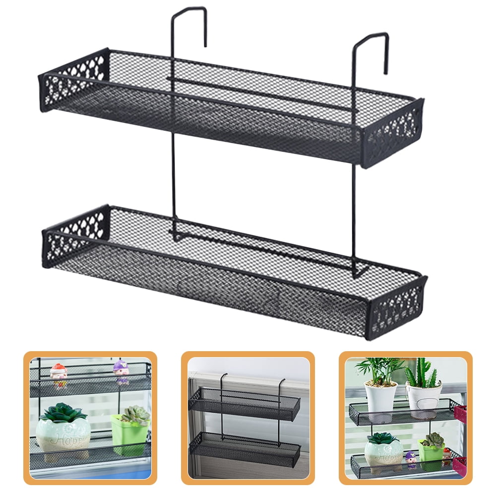 MUSEYA Hanging Flower Rack Window Shelves Black Carbon Steel 1Set ...