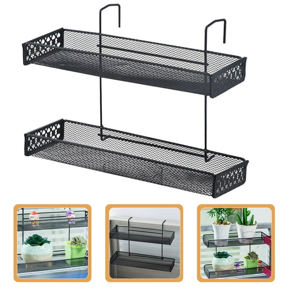MUSEYA Hanging Flower Rack Window Shelves Black Carbon Steel 1Set