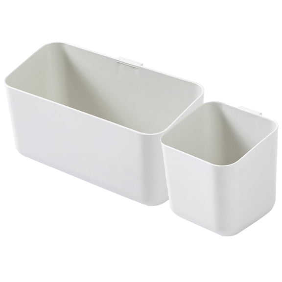 OATIPHO 2Pcs White Wall Storage Container Bathroom Organizer with Drain Basket for Sundries