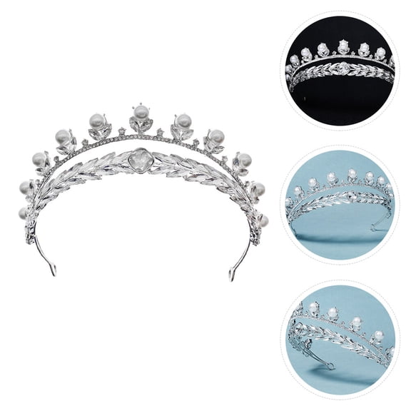 MUSEYA Crown Headdress Head Jewelry Wedding Silver Hair Decoration for Women 1Pcs