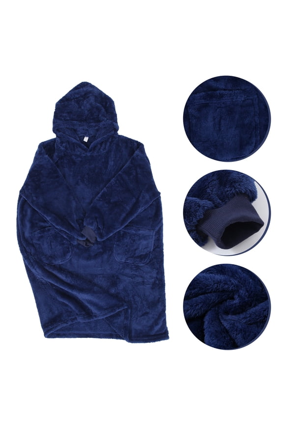 Hood Blanket Wearable Blanket Hoodie Blue 1Pack for Watching TV