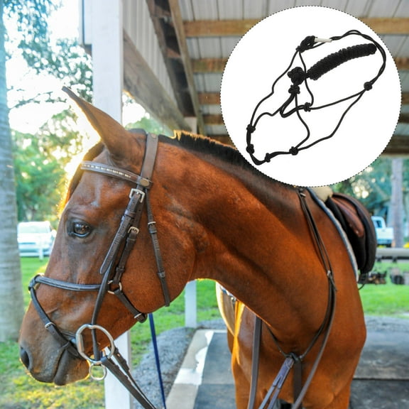 MUSEYA Horse Rope Halter Horse Halter Black Polyester Training 1Pack
