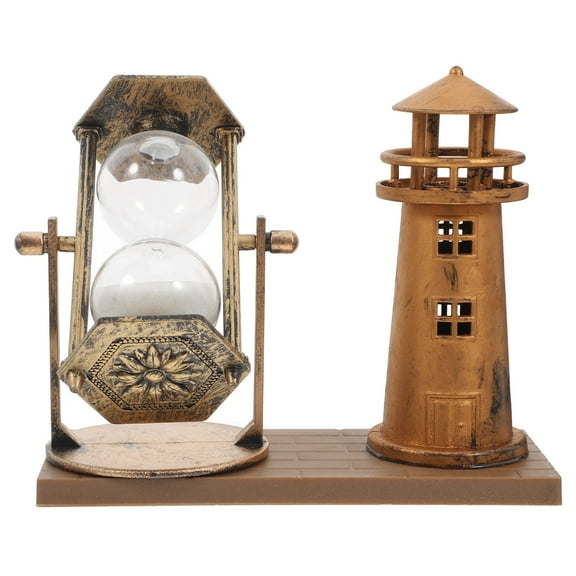 MUSEYA Hourglass Shape Decoration Plastic Timer Golden Retro Decor For Home Office 1Set