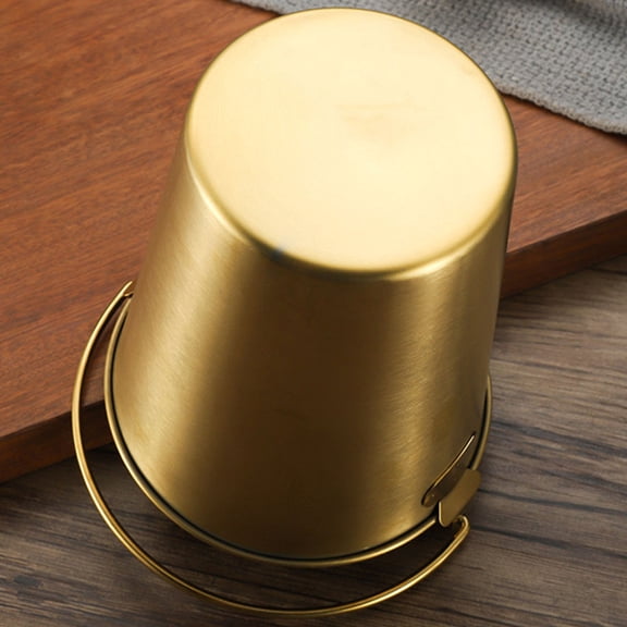 OATIPHO Portable Golden Metal Bucket for French Fries Fried Chicken and Ice Cube Holding