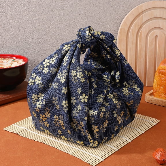 OATIPHO 1Pc Japanese Type Wrapping Cloth Blue Cotton Multipurpose Decorative Packing Cloth for Bento and Lunch Box