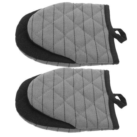 OATIPHO 1Pair Thickened Heat Resistant Oven Gloves Grey Cotton Kitchen Mittens with Hanging Rope