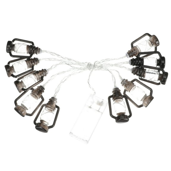 MUSEYA LED Light Strings Outdoor Camping Kerosene Lamp String LED Lantern Black Plastic 1Pcs