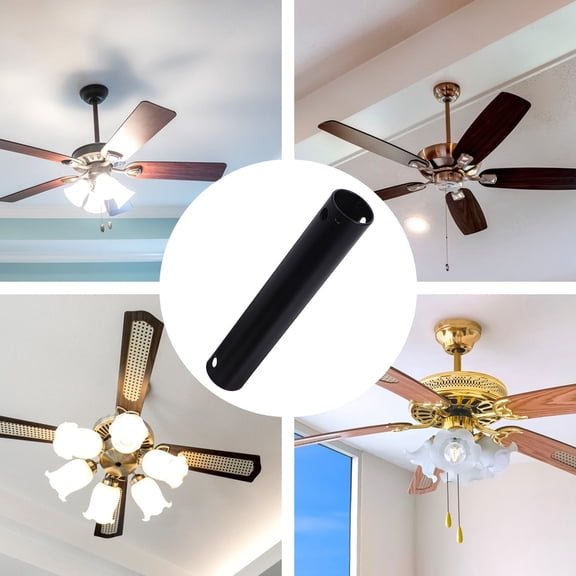 OATIPHO Ceiling Fan Extension Pole Iron Black 1Set For Home Improvement