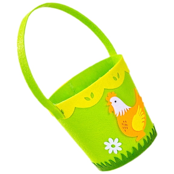 OATIPHO Natural Light Green Non Woven Fabric Storage Basket with Handle for Easter Egg Display and Decoration