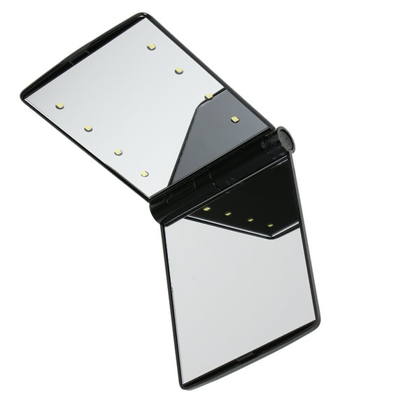 OATIPHO Compact Lighted Makeup Mirror Black with 8 Leds and Foldable 330 Degree Rotation