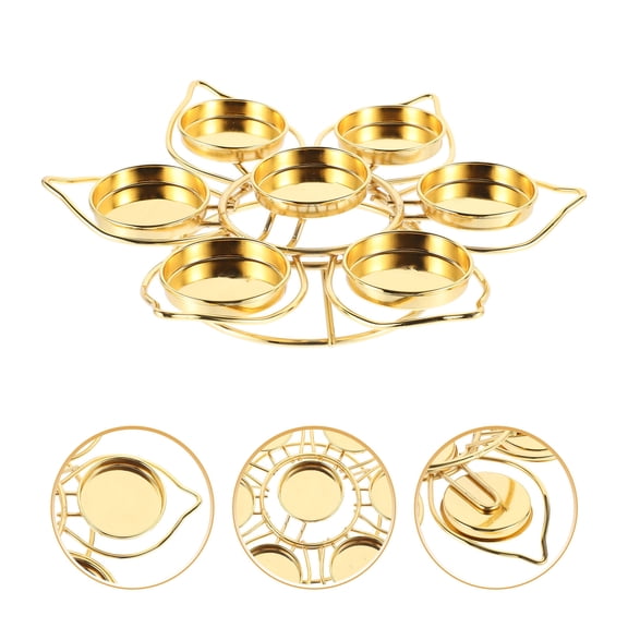 OATIPHO Votive Oil Lamps Lotus Shape Ghee Lamp Holder Golden Alloy 1Pack Temple Use