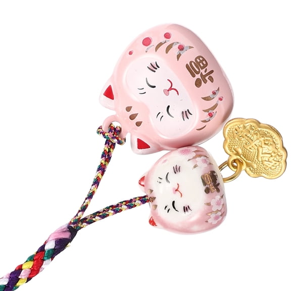 MUSEYA Luck Cat Backpack Pendant Ceramic Pink Bag Ornaments for Women 1Pack