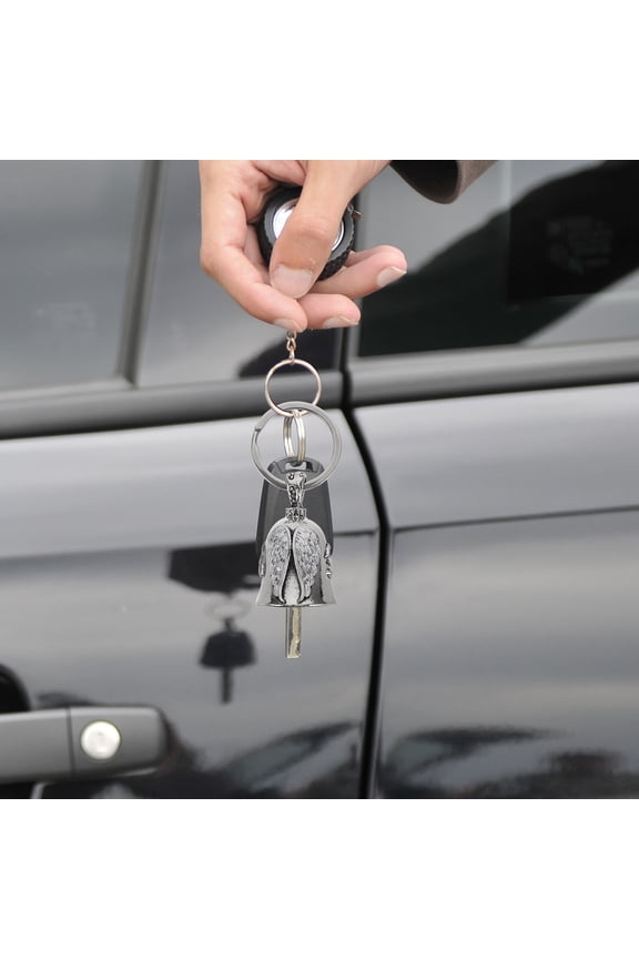 MUSEYA Lucky Jingle Metal Bell Pendant Silver Stainless Steel Keychain Car Accessories 1Set