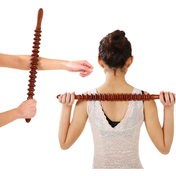 MUSEYA Massage Stick Roller Wooden Massage Stick Light Brown 1Pcs Trigger Point Massage Tool