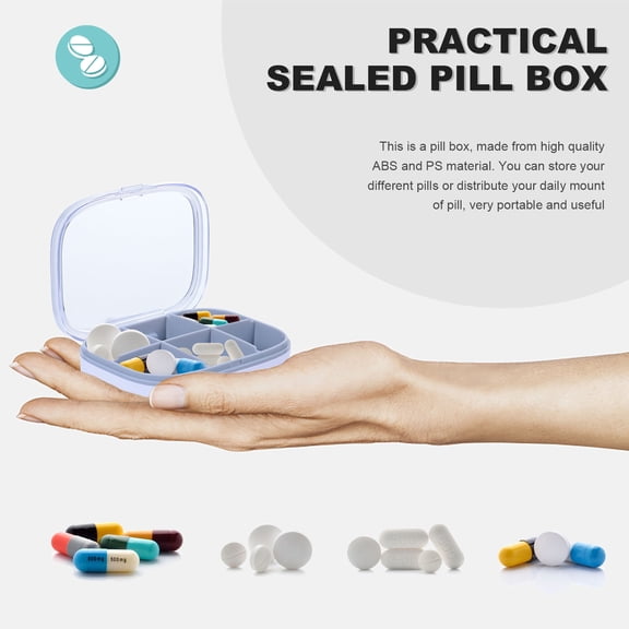 MUSEYA Mini Portable Medicine Storage Box with 6 Grids Made of ABS for Travel Practical Use Lightweight
