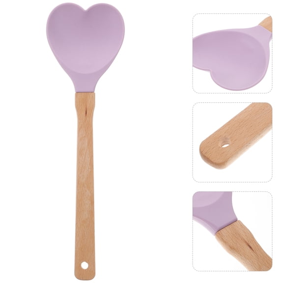 MUSEYA Mixing Spoon Silicone Spoon Purple 1Pcs for Cooking Kitchen Tool Simple Style