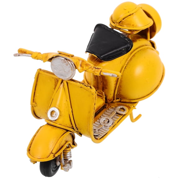 MUSEYA Motorcycle Models Yellow Retro Motorcycle Sculpture for Office Decor 1 Piece