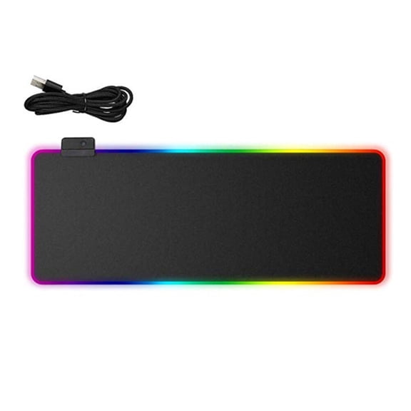 OATIPHO Black Rgb LED Mouse Mat with Waterproof Dirt Resistant Surface and Power Off Memory for Computer Use