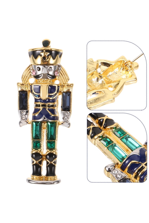 Metal Nutcracker Brooch Decorative Lapel Pin for Shawl Collar and Clothes Multi Color