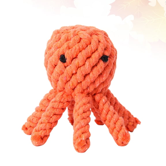 MUSEYA Octopus Dog Toy Teeth Cleaning Cotton Rope 1Set Indoor Play Orange