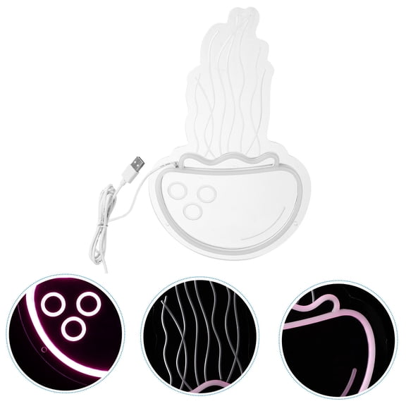 OATIPHO Tabletop LED Neon Light Jellyfish Shape Warm Pink Light 1Set