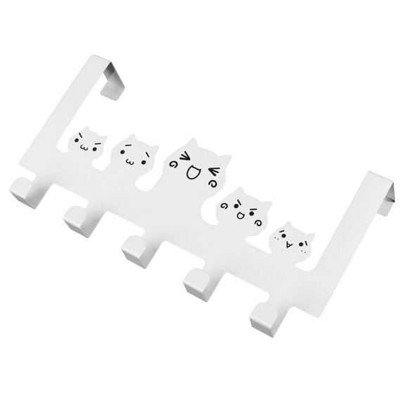 OATIPHO Coat Hooks For Wall White Wrought Iron Cat Shaped Hanging Decoration 1 Piece