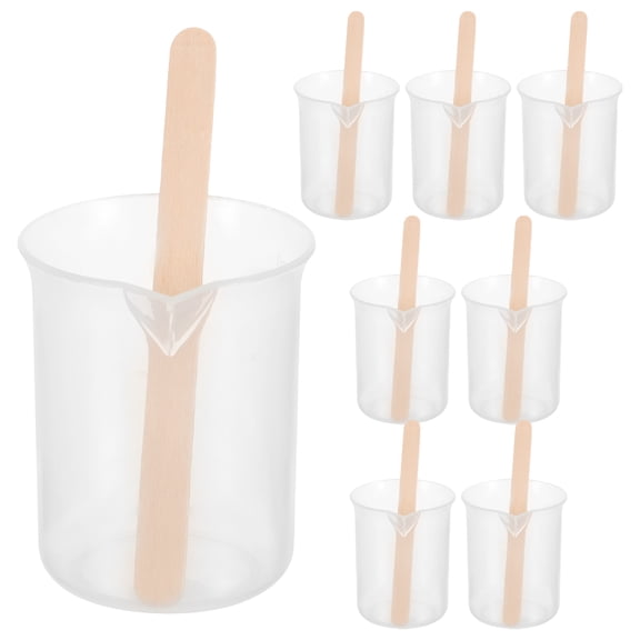 OATIPHO Plastic Measuring Cups For Resin Wooden Stirring Sticks Wood 50 Sticks
