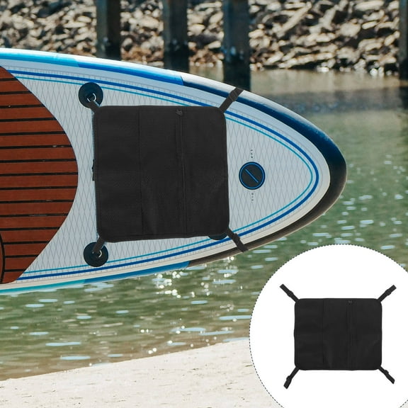 OATIPHO Kayak Bag Mesh Deck Organizer Black Foldable Storage Pouch for Outdoor Water Activities