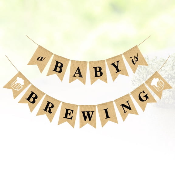 OATIPHO Party Decoration Birthday Banner Linen Khaki Classy Swallowtail 1 Set