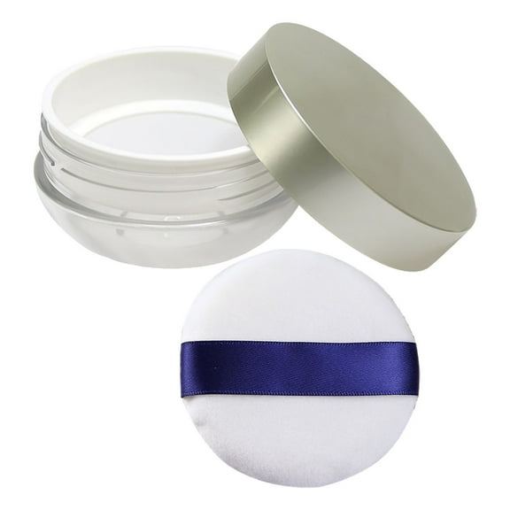 OATIPHO 1Pc Refillable Loose Powder Case with Elastic Mesh and Powder Puff Assorted Colors for Travel