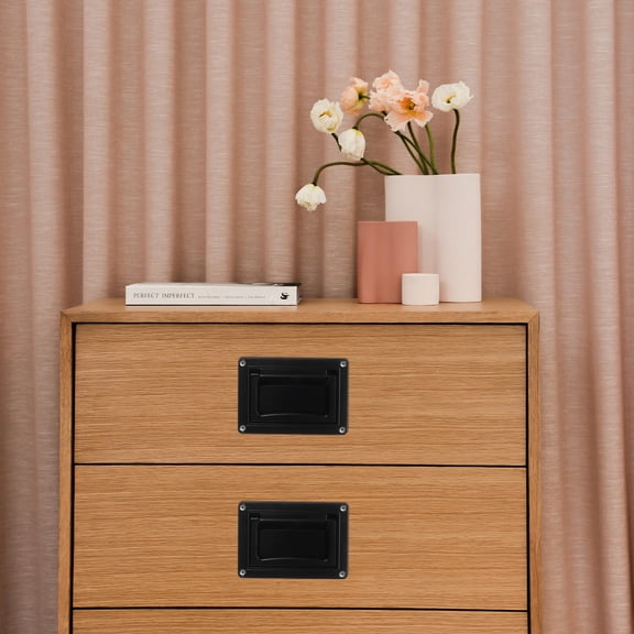 OATIPHO Flush Mounted Door Handles Zinc Alloy Black Recessed Pull Handle with Noise Free Folding for Sliding Doors