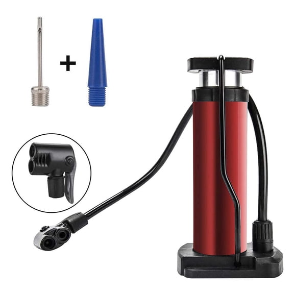 OATIPHO 1Set Portable Bike Tire Foot Pump in Red Metal Durable Inflator with Anti Slip Pedal for Inflation