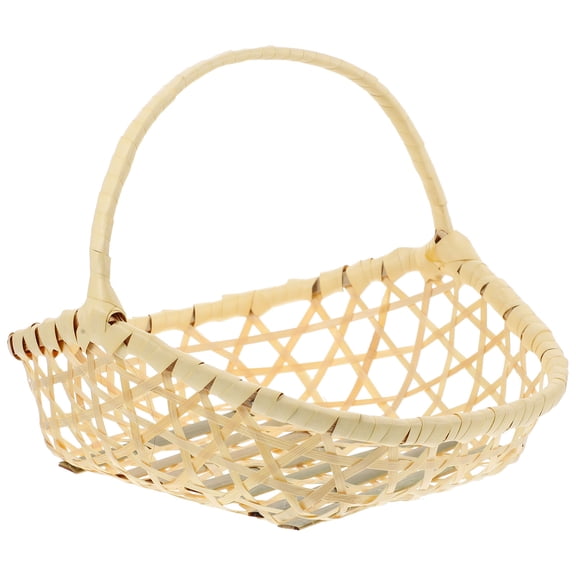 MUSEYA Portable Egg Basket for Decor Khaki Bamboo Woven Storage Basket Perfect for Home Office 12.5 x 8.5 x 6 inches