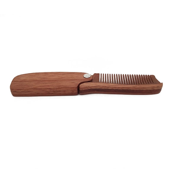 OATIPHO Natural Wood Beard Comb Coffee Foldable Travel Combs for Taming Hair and Beard