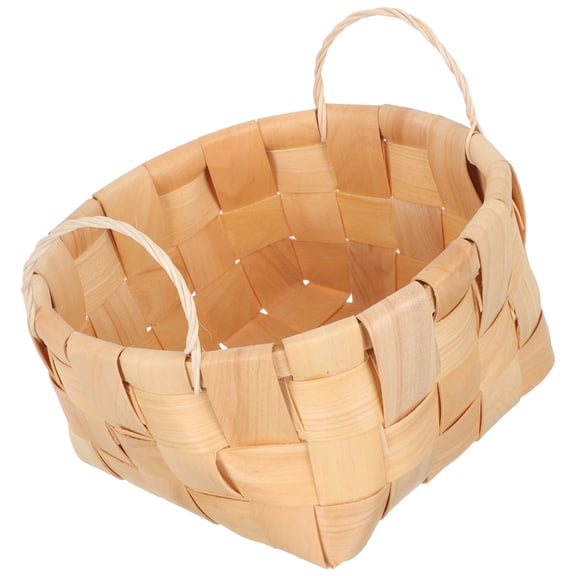 OATIPHO Wooden Woven Basket Light Yellow for Storage and Organization