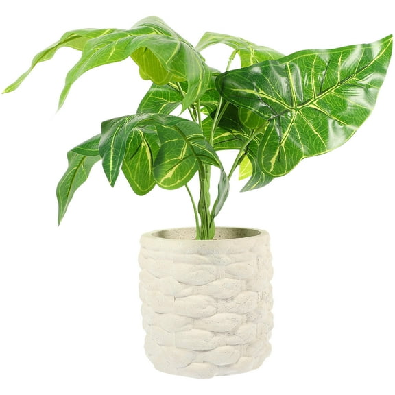 OATIPHO Simulated Bonsai Artificial Taro Leaf Bonsai Green 1Set Non wilting Living Room