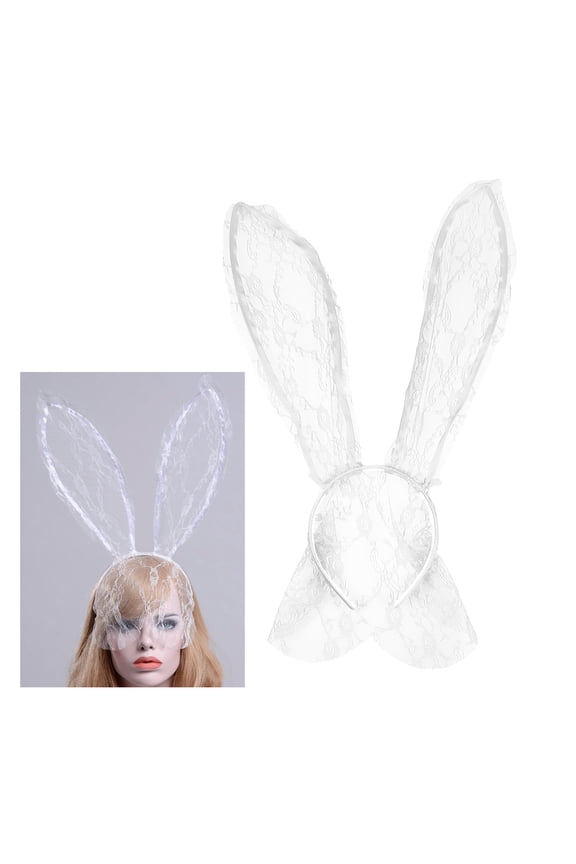 MUSEYA 1Pcs Bunny Ears Headwear Rabbit Ear Veil Hair Band for Performance Party