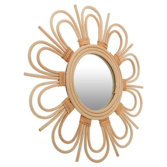 OATIPHO 1Pack Decorative Wall Mirror Rattan Weaving Compact Size Dressing Area Homeowners