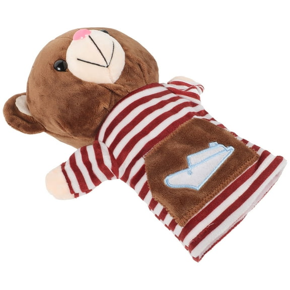 OATIPHO Soft Stuffed Light Brown Bear Hand Puppet for Engaging Story Time Presentations