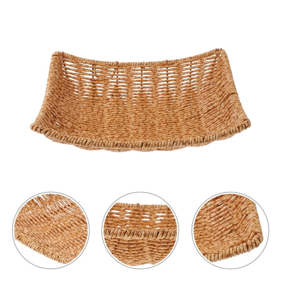 MUSEYA Natural Woven Bread Serving Tray with Chic Design for Kitchen and Fruit Storage