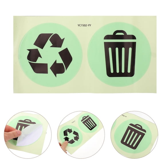 OATIPHO Multi Color PVC Self Adhesive Trash and Recycle Stickers for Daily Use on Garbage Bins