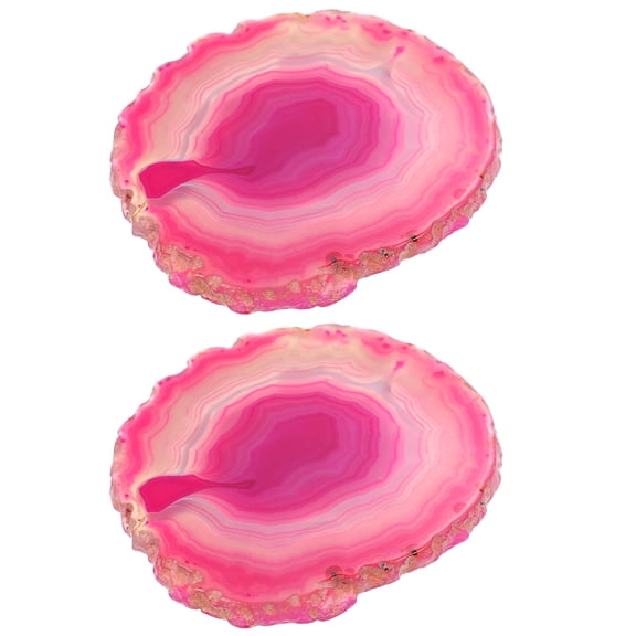 OATIPHO Rosy Agate Coaster Set of 2 Pieces for Home Decor and Tableware Protection Non Slip Heat Resistant 2pcs
