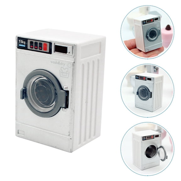 OATIPHO Mini House Washing Machine Mini Washing Machine Silver Plastic 1Pack Openable Door for Childs Play