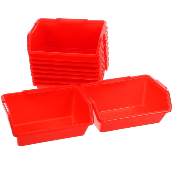MUSEYA Small Bins For Organizing Screws Plastic Storage Box Red 10Set 3.94X3.74X1.97In