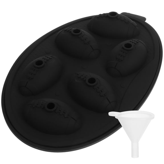 MUSEYA Square Ice Molds Football Ice Cube Mold Maker Black Non Toxic Jelly Making 1Pack
