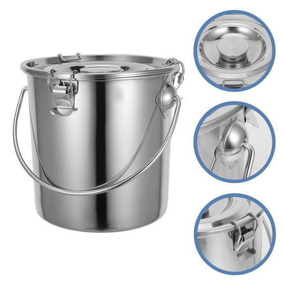 OATIPHO Stainless Sealed Bucket Water Bucket Silver Storage Area 1Pack