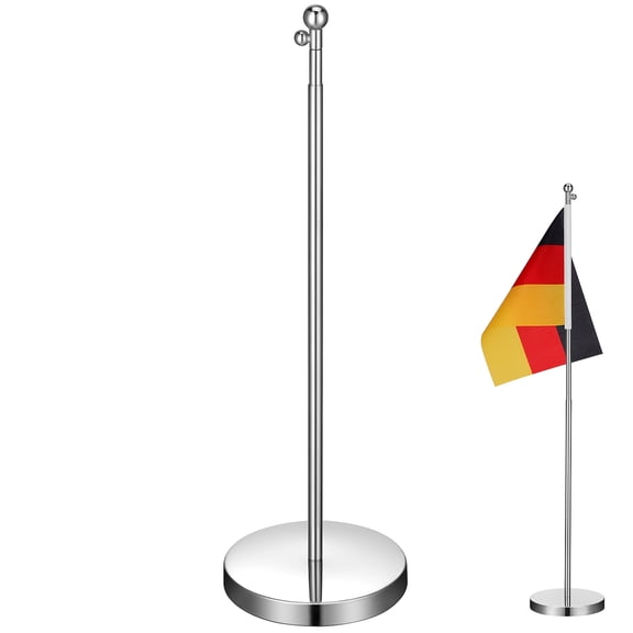 OATIPHO Household Flag Base Plated Silver Wear Resistant Flag Pole for Desktop Decor and Party