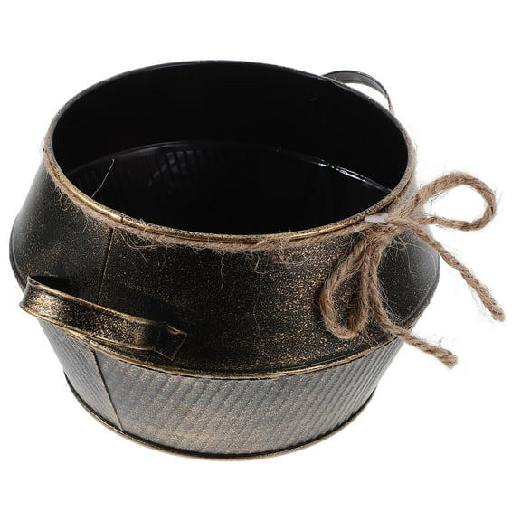 OATIPHO Golden Iron Flower Bucket Retro Style Planter for Indoor Outdoor Use