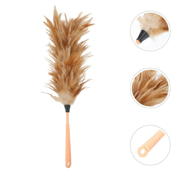 MUSEYA Supple Chicken Duster with Wooden Handle for Home Use Cleaning Tool 1PC