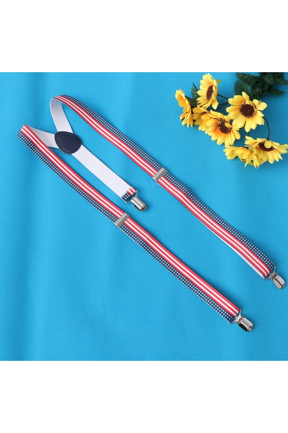 Adjustable Elastic Suspenders for Holding Pants Up with Uk Flag Design